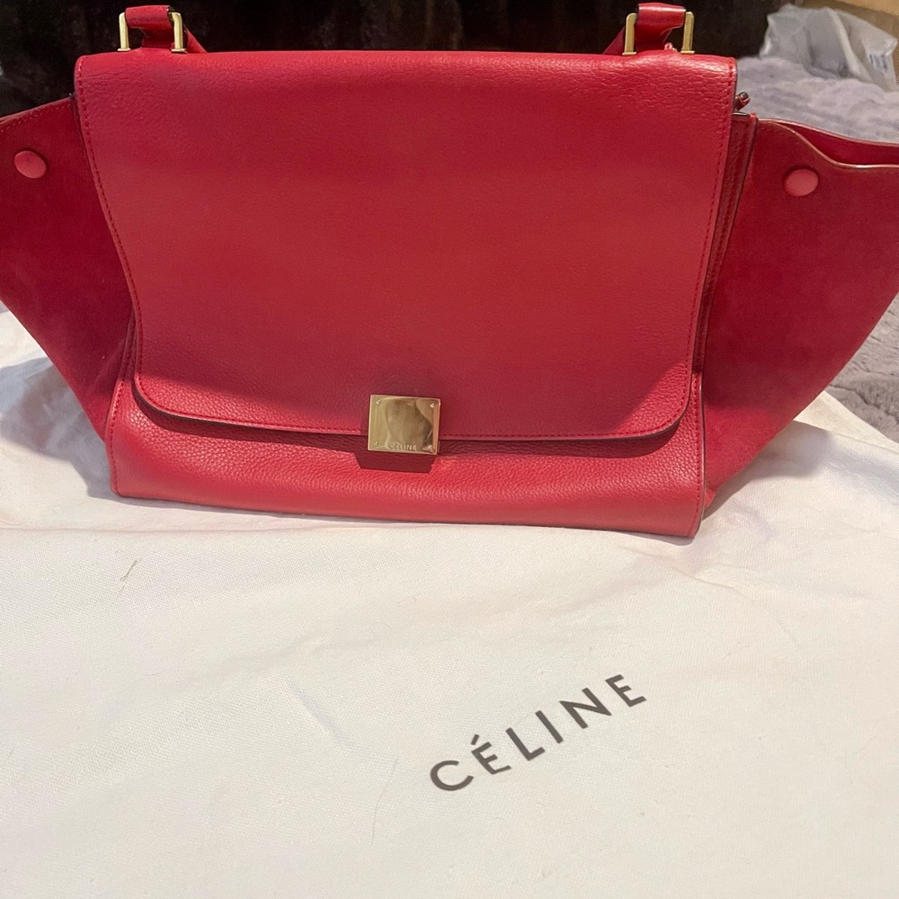 Celine Red Leather Shoulder Bag